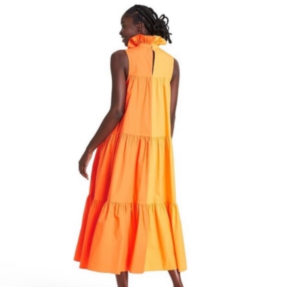 Orange and Yellow Sleeveless Tiered Maxi Dress - Picture 2 of 9